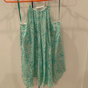 Milly of New York Womens Silk Green Palm Leaf Print Handkerchief Tank Top size 2